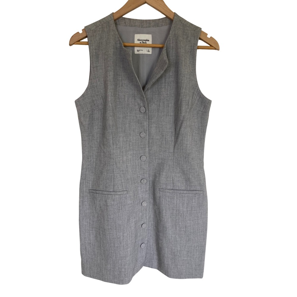 Abercrombie‎ & Fitch Grey Sleeveless Button Front Vest Mini Dress Size S